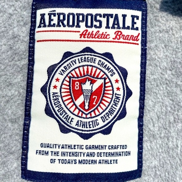 AEROPOSTALE BIG WEST CONFERENCE JACKET MEN’S GRAY FULL ZIP UP POLYESTER … - Picture 3 of 14